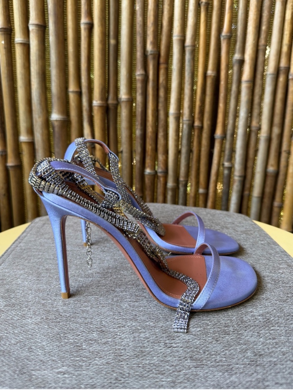 AMINA MUADDI Giorgia Crystal-Embellished Satin Sandals - Picture 6 of 11